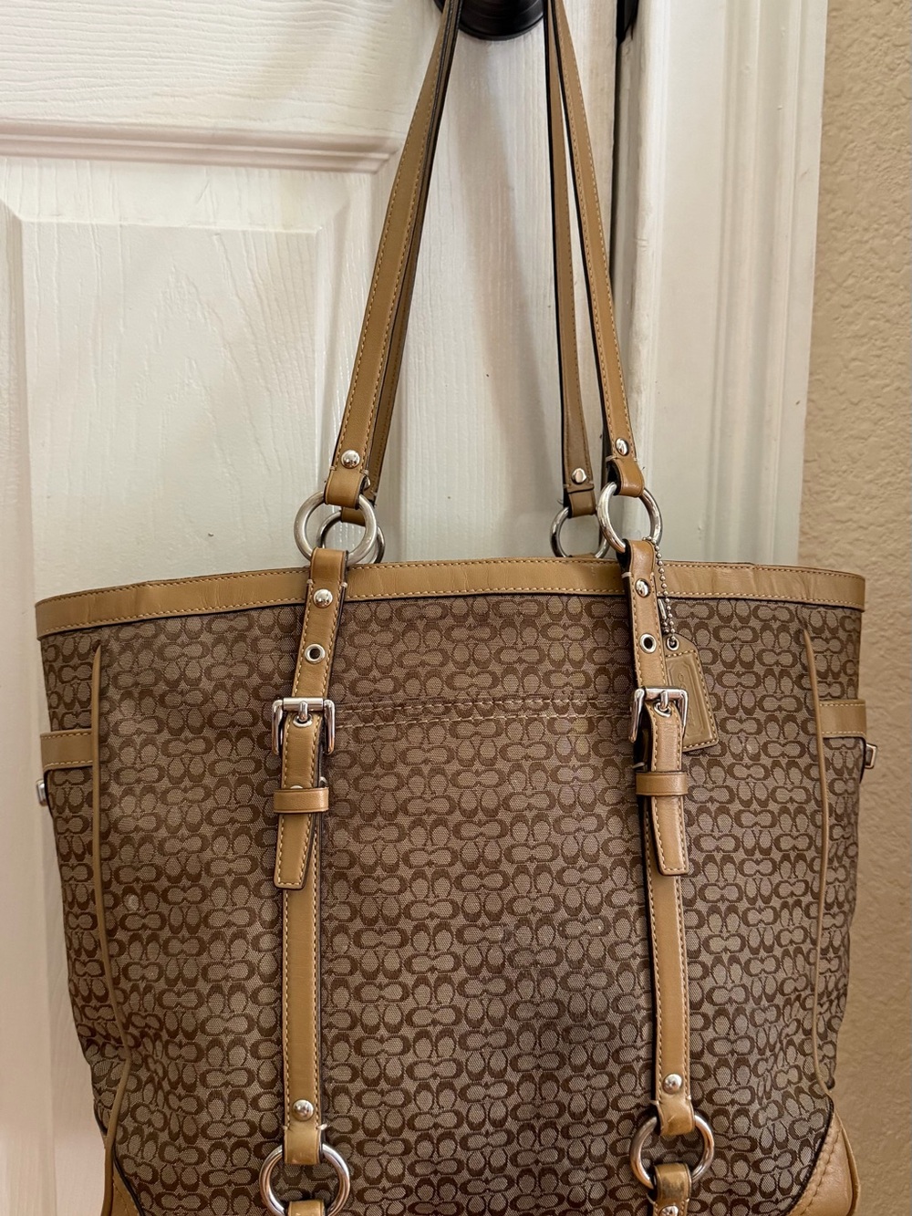 Coach Vintage Gallery Signature Jacquard Tote Bag Khaki F11527 Fair Condition